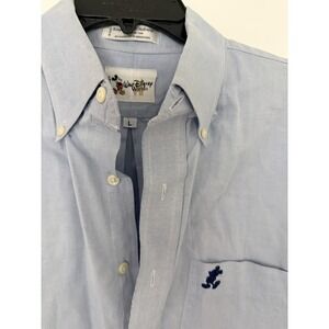Walt Disney World Men's Blue Button Down Shirt Mickey Mouse Embroidered Size L